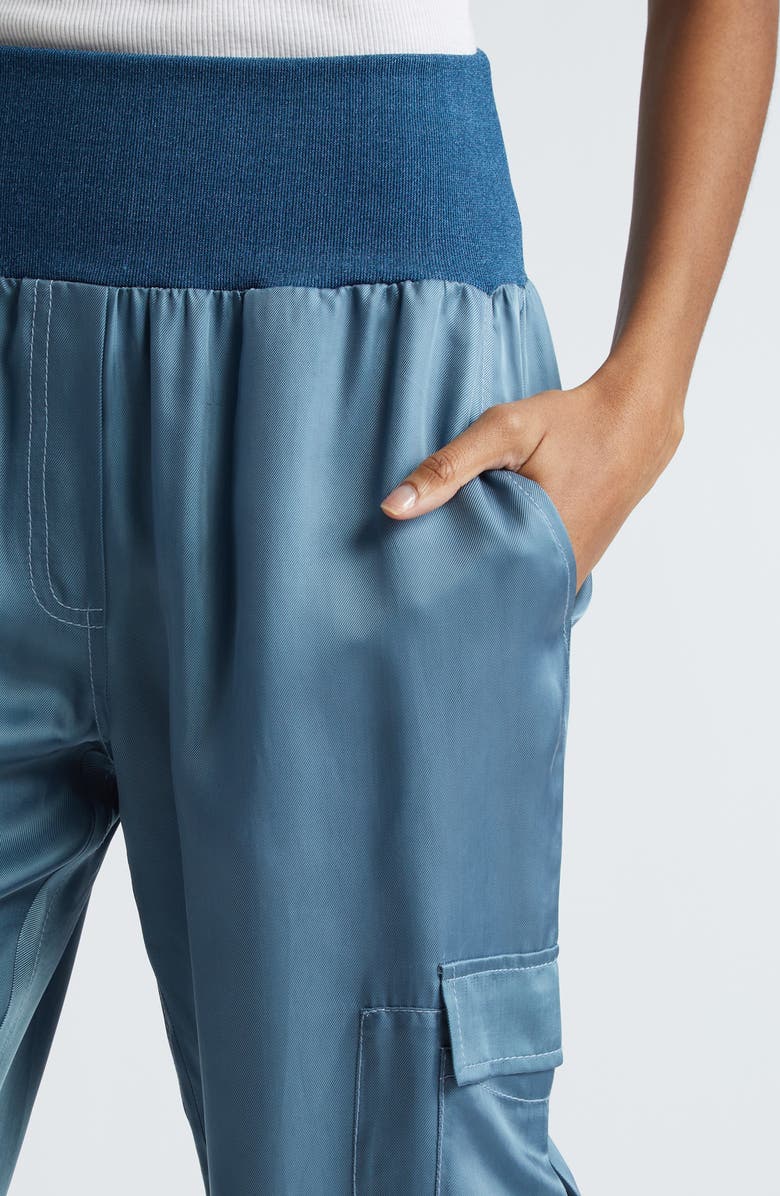 Cinq à Sept Giles Cupro Crop Cargo Joggers, Alternate, color, Midnight Rain
