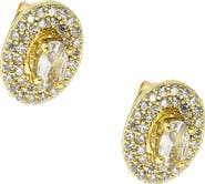 Covet Cubic Zirconia Double Halo Oval Stud Earrings