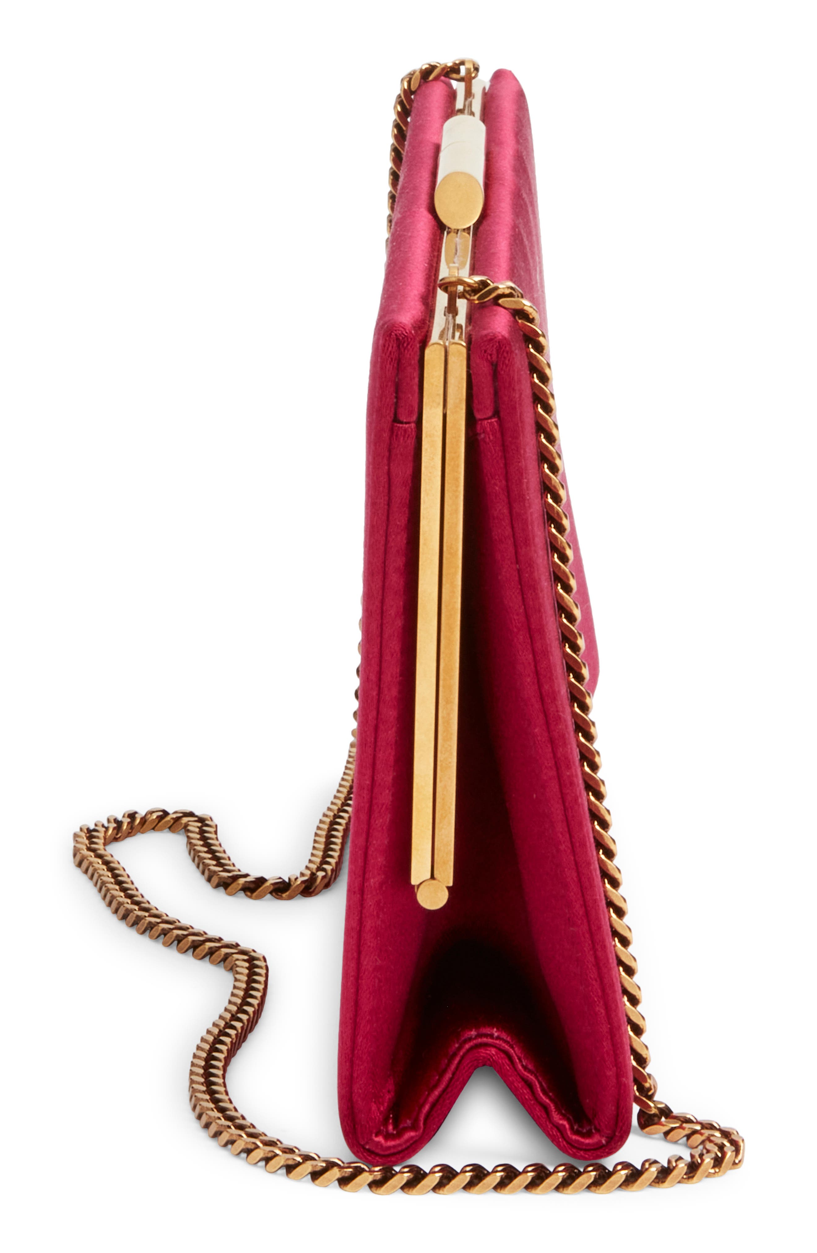 Saint Laurent Small Midnight Satin Clutch, Alternate, color, Dark Fuchsia