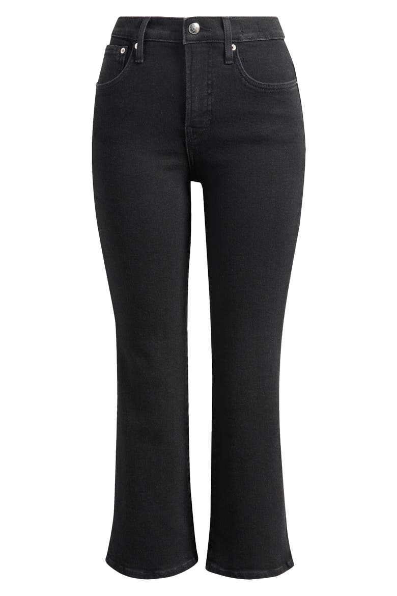The Stretch Flare Crop Jeans, Alternate, color, BLACK RINSE WASH