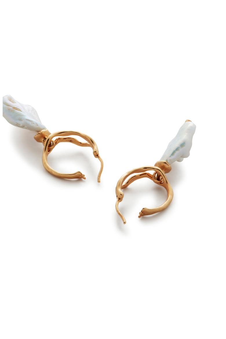 Large Keshi Pearl Hoop Earrings, Alternate, color, GP