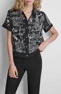 DKNY Print Short Sleeve Button-Up Shirt