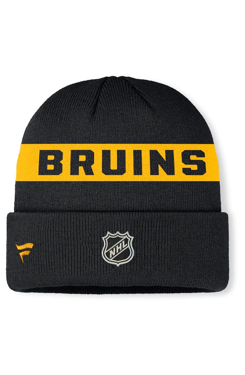 FANATICS Men's Fanatics Black Boston Bruins Authentic Pro Rink Cuffed Knit Hat, Alternate, color, Black
