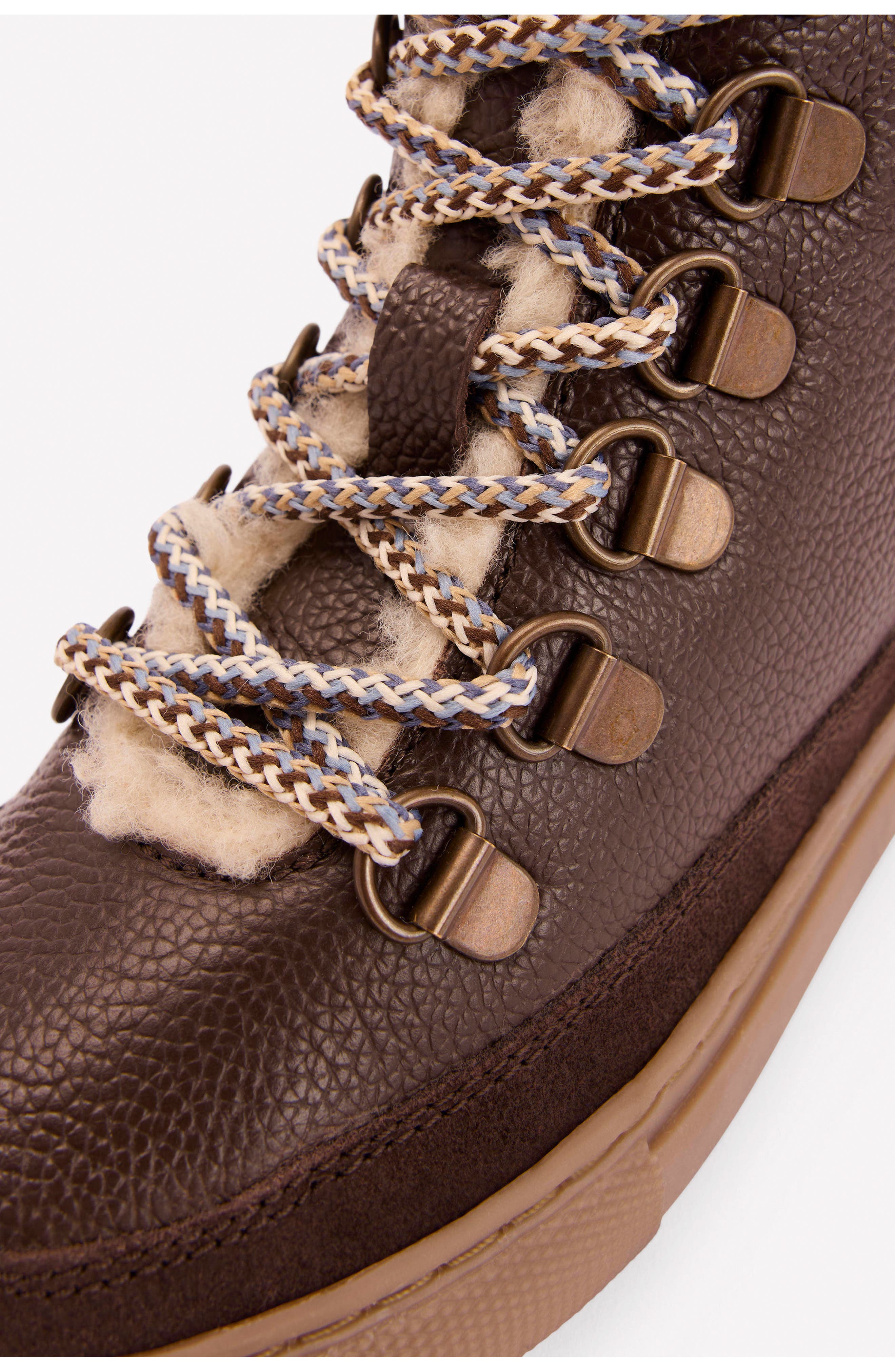 Boden Kids' Borg Faux Fur Lined Lace-Up Boot, Alternate, color, Brown