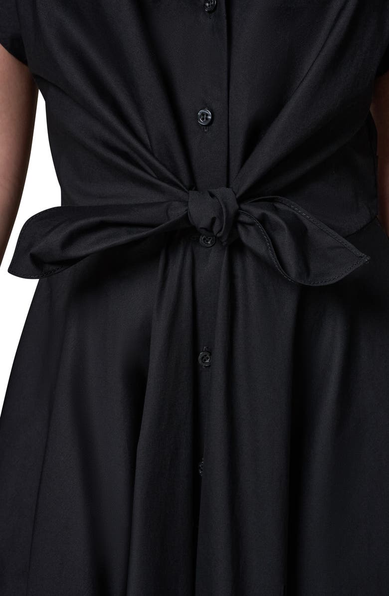 Donna Karan New York Tie Waist Short Sleeve Stretch Cotton Midi Shirtdress, Alternate, color,