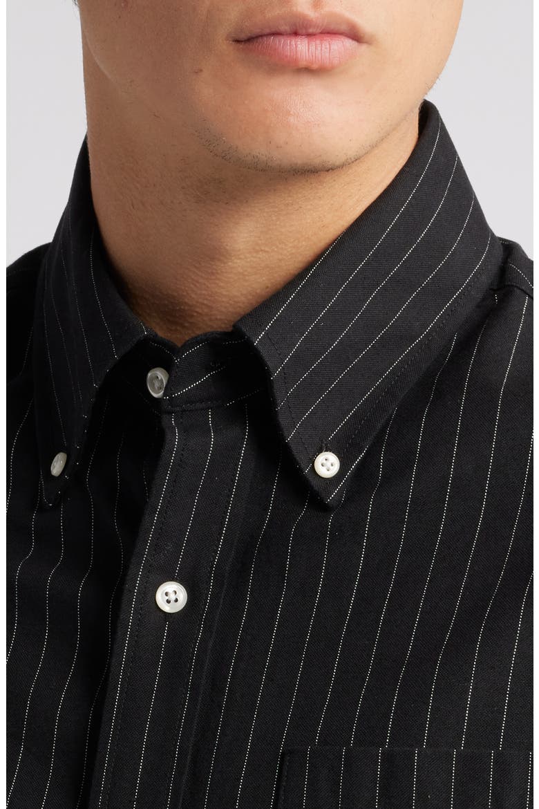 Stripe Button-Down Shirt, Alternate, color, BLACK
