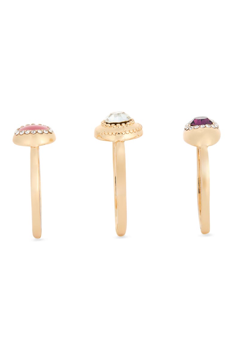 Set of 3 Stone Rings, Alternate, color, BLACK MULTI- GOLD
