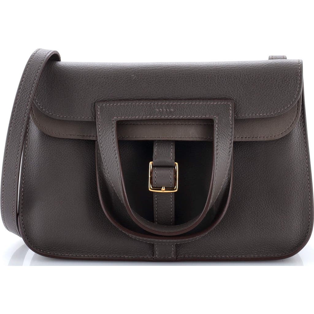 Pre-owned Hermes Hermes Halzan Bag Evercolor 25 In Gray
