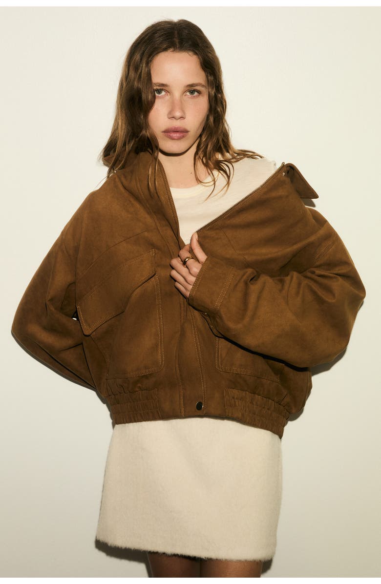 H&M Napped Jacket, Alternate, color, Dark Beige