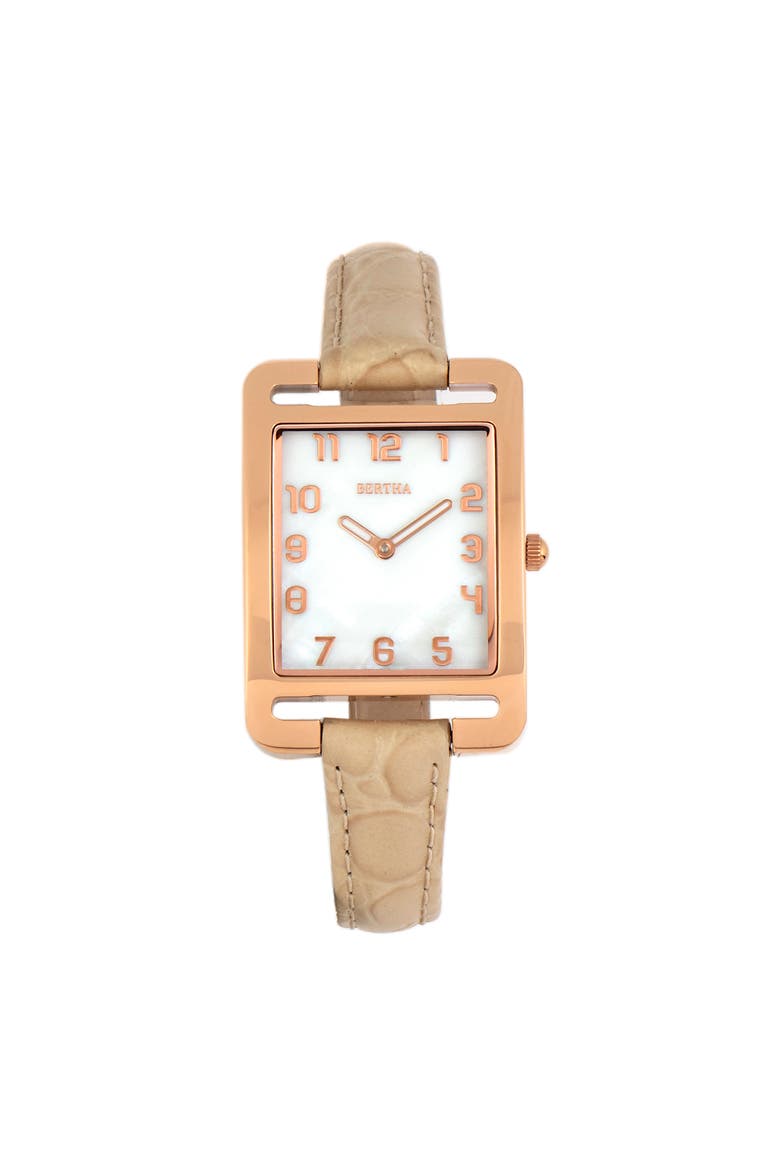 Marisol Swiss MOP Leather-Band Watch, Main, color, Cream
