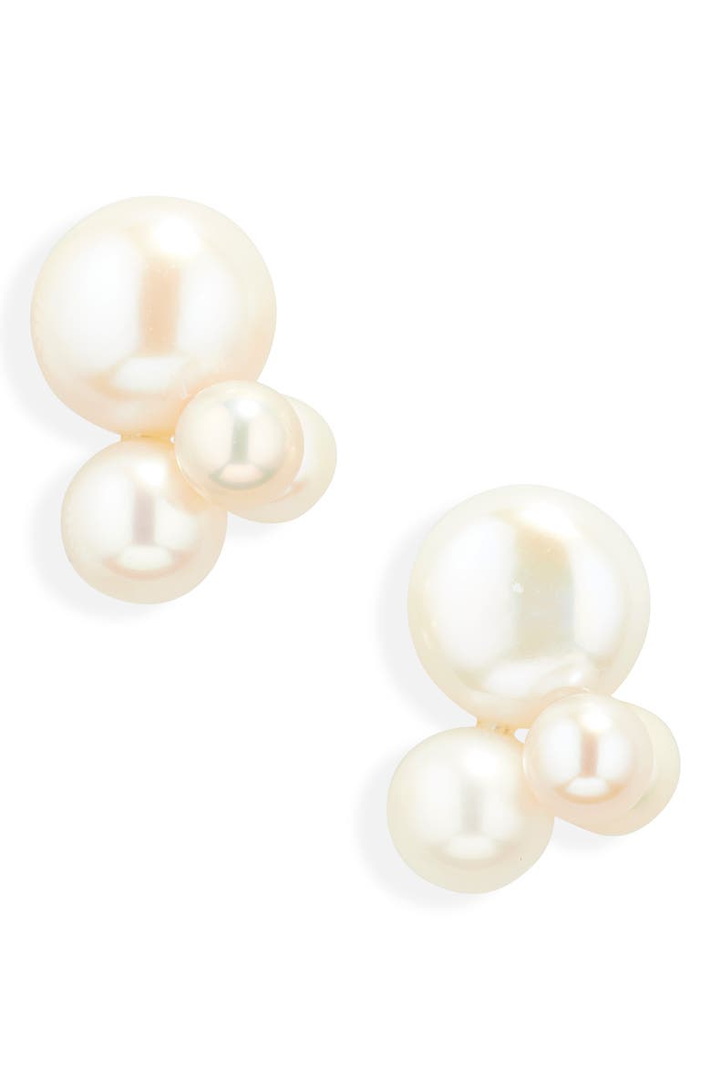 Éliou Cata Freshwater Pearl Cluster Stud Earrings, Main, color, White