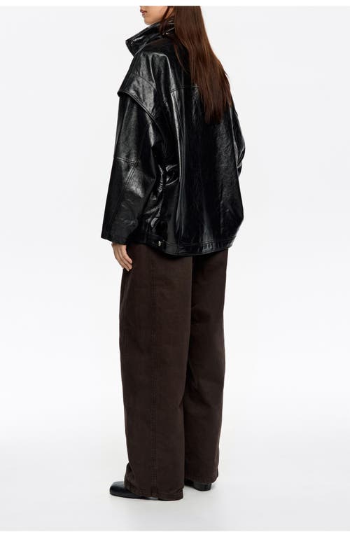 Bimba Y Lola Leather Oversize Jacket In Black