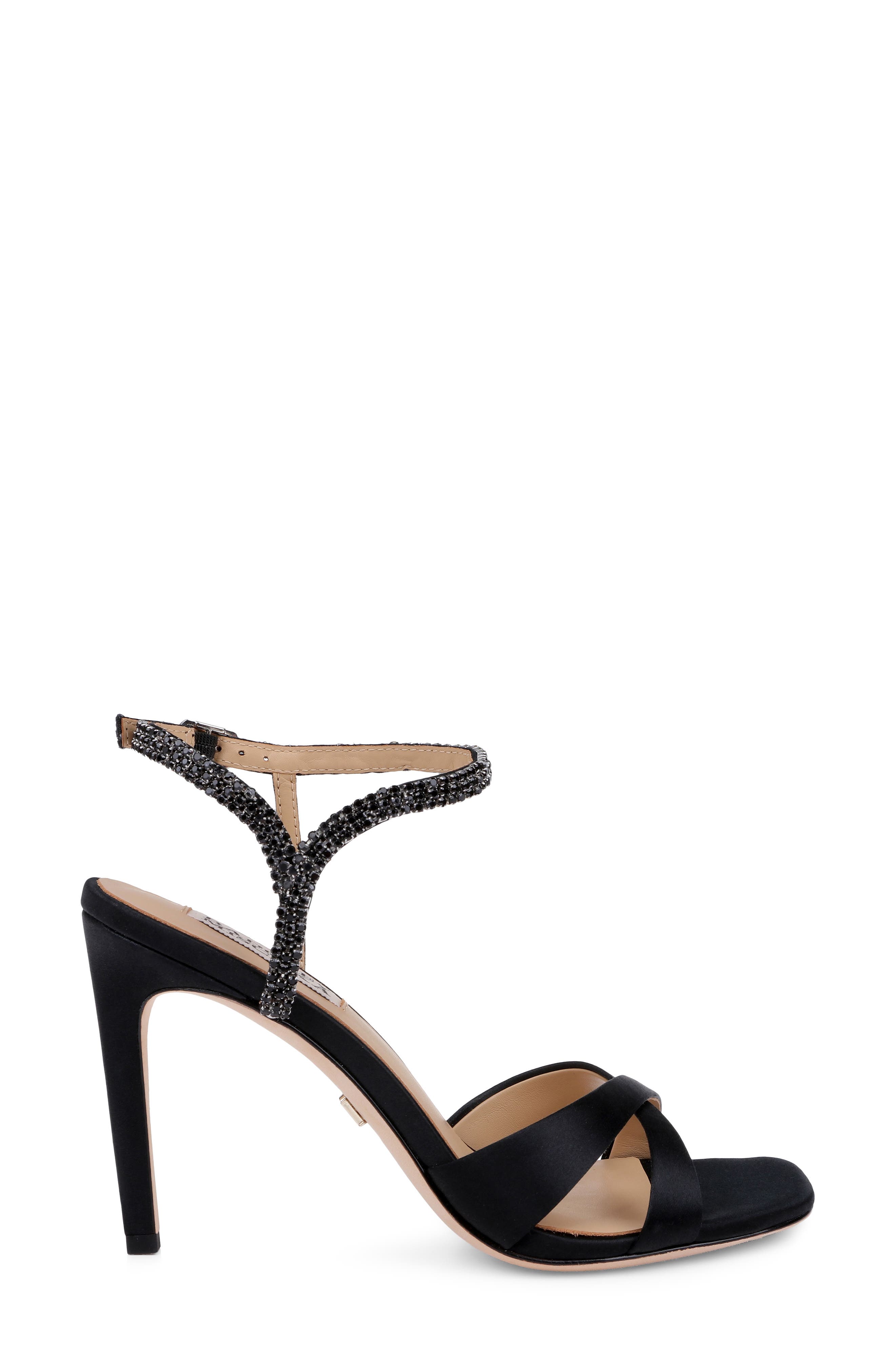 Reagan Ankle Strap Sandal, Alternate, color, BLACKSATIN