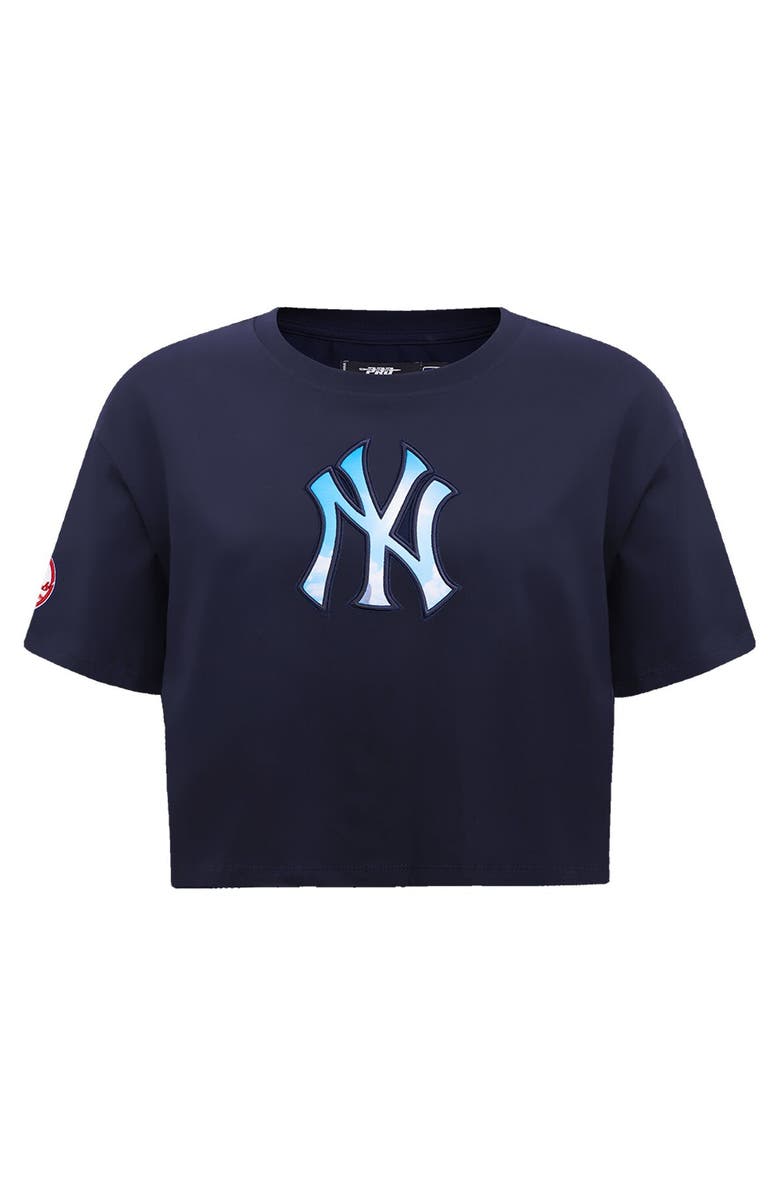 PRO STANDARD Women's Pro Standard Navy New York Yankees Painted Sky Boxy Cropped T-Shirt, Alternate, color, 