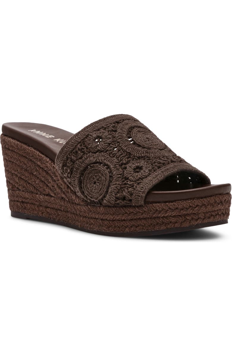 Anne Klein Effy Espadrille Slide Sandal, Main, color, Chocolate Brown Crochet