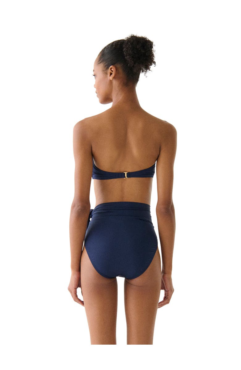 Kate Spade New York Solids Ring Front Bandeau Bra Swim Top, Alternate, color, Planetary Navy