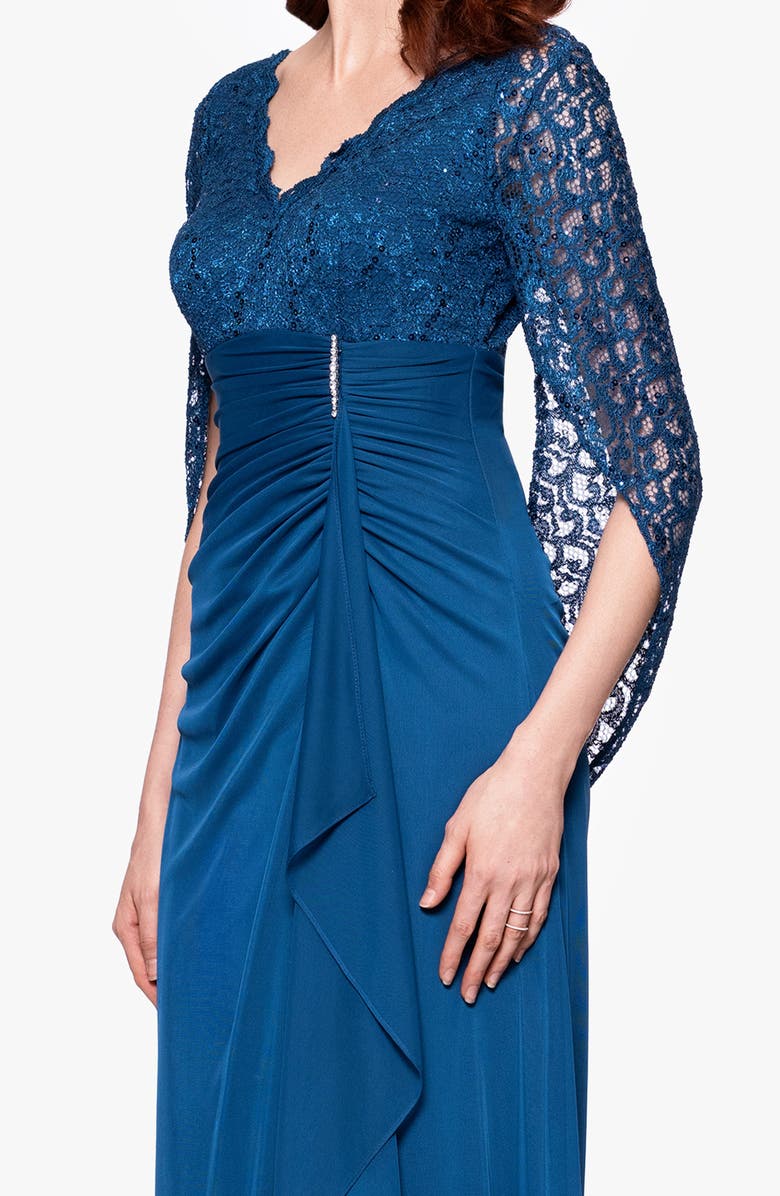 Betsy & Adam Lace & Sequin Gown, Alternate, color, Peacock