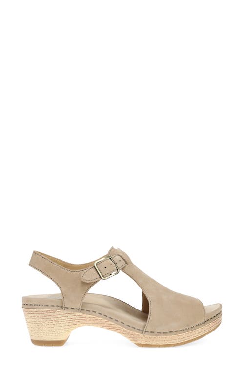Dansko Laverne Ankle Strap Peep Toe Platform Sandal In Sand Milled Nubuck