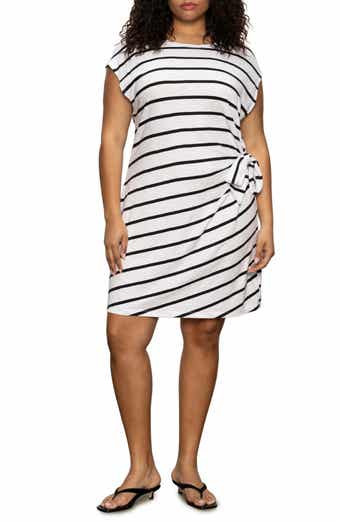 Sanctuary Stripe Side Tie Organic Cotton Blend T-Shirt Dress