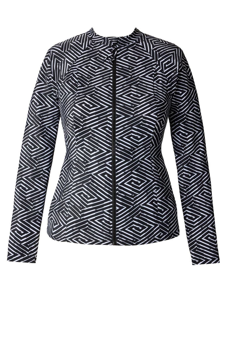 Long Sleeve Full Zip Chlorine Resistant Sunshirt, Alternate, color, In Graphic Detail