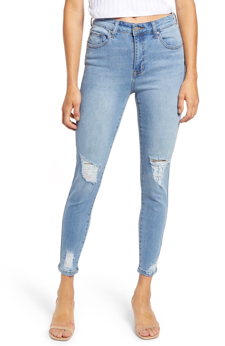 Prosperity Denim Ripped High Waist Crop Skinny Jeans, Main, color,
