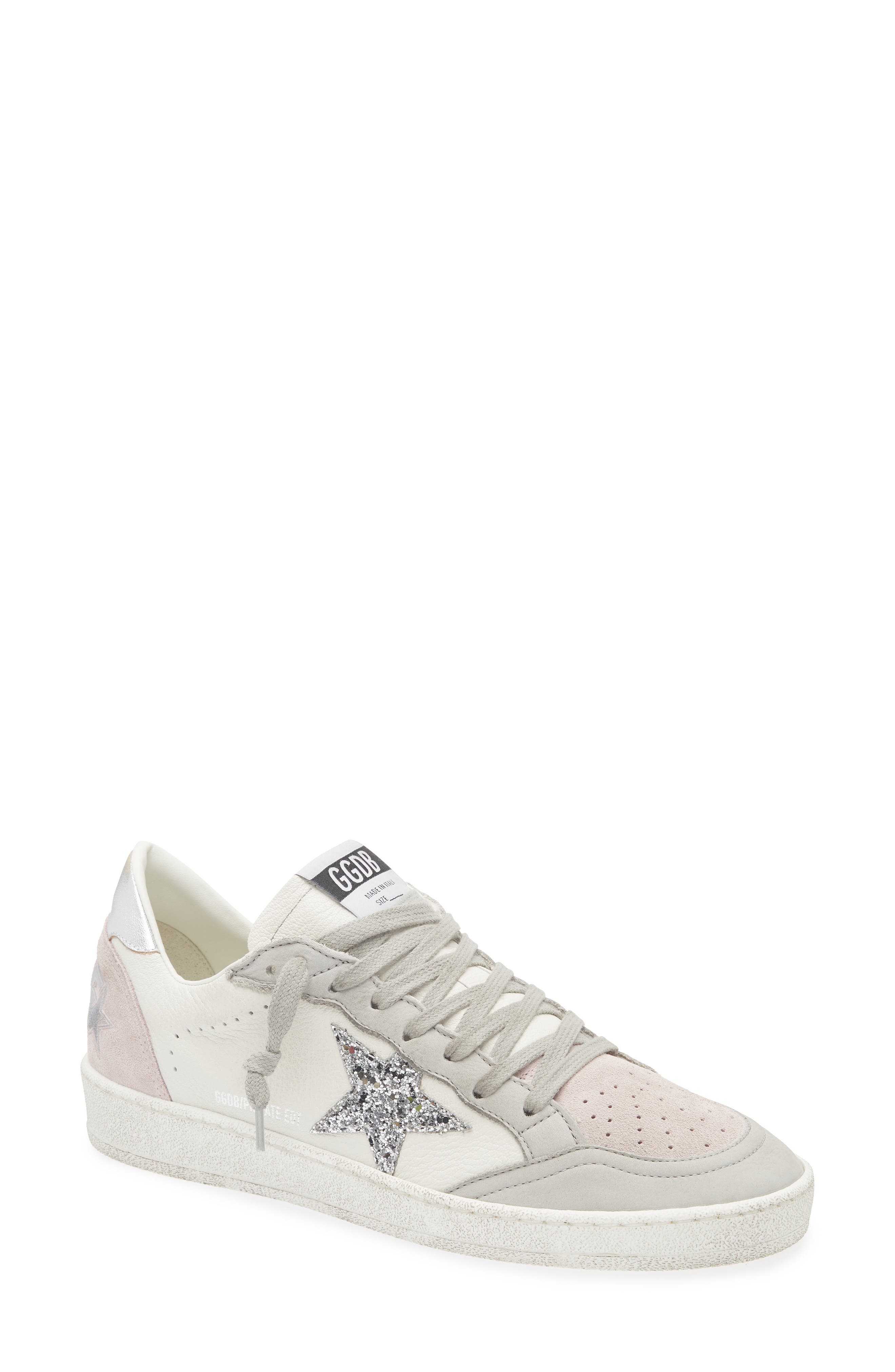 Golden Goose Ball Star Sneaker, Main, color, White/ Light Grey/ Pink