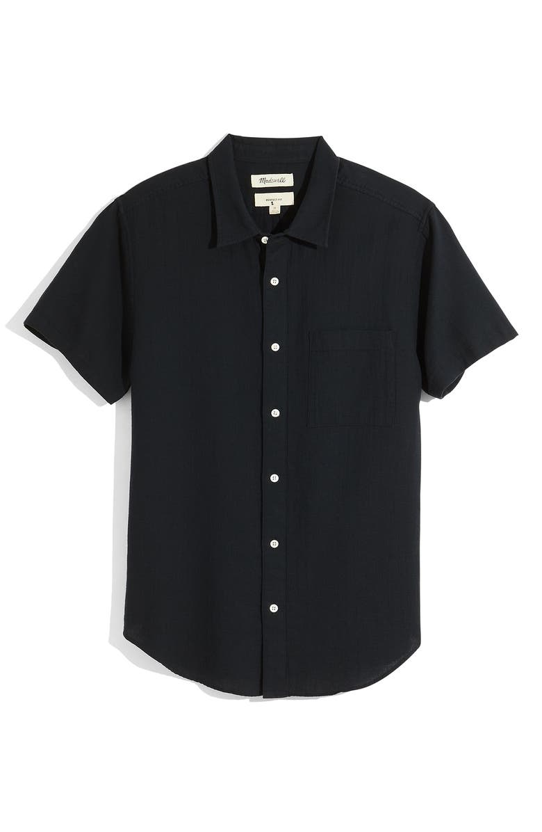 Madewell Perfect Textured Short Sleeve Button-Up Shirt, Alternate, color, 