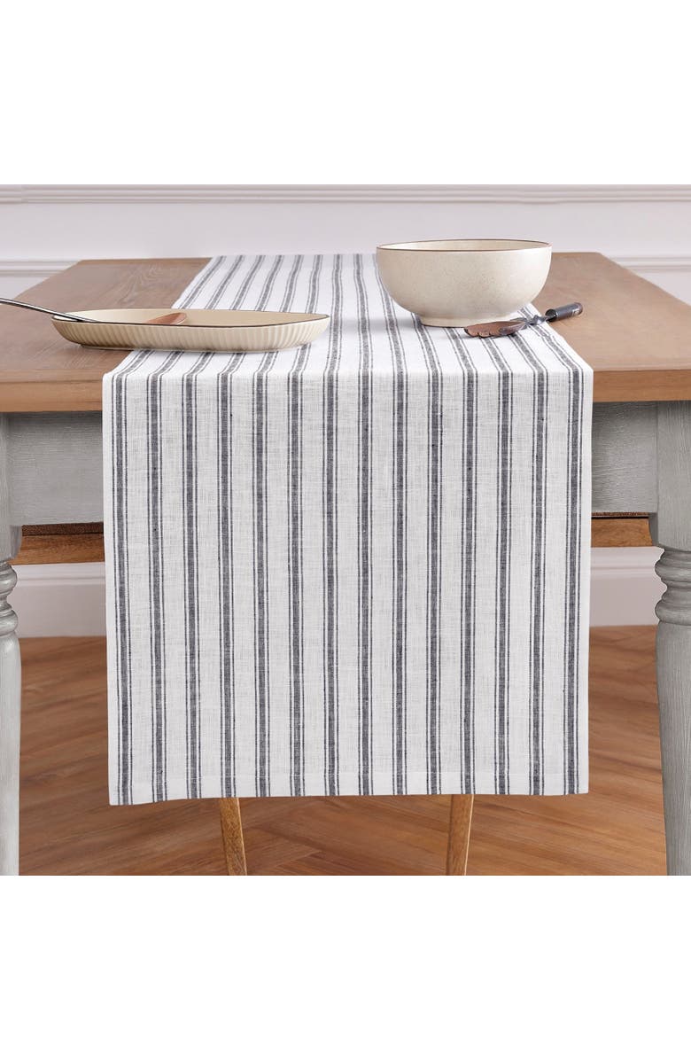 Solino Home Linen Table Runner for Dining Table, Holiday and Everyday Table Decor - Capri Ticking Stripe, Main, color, 