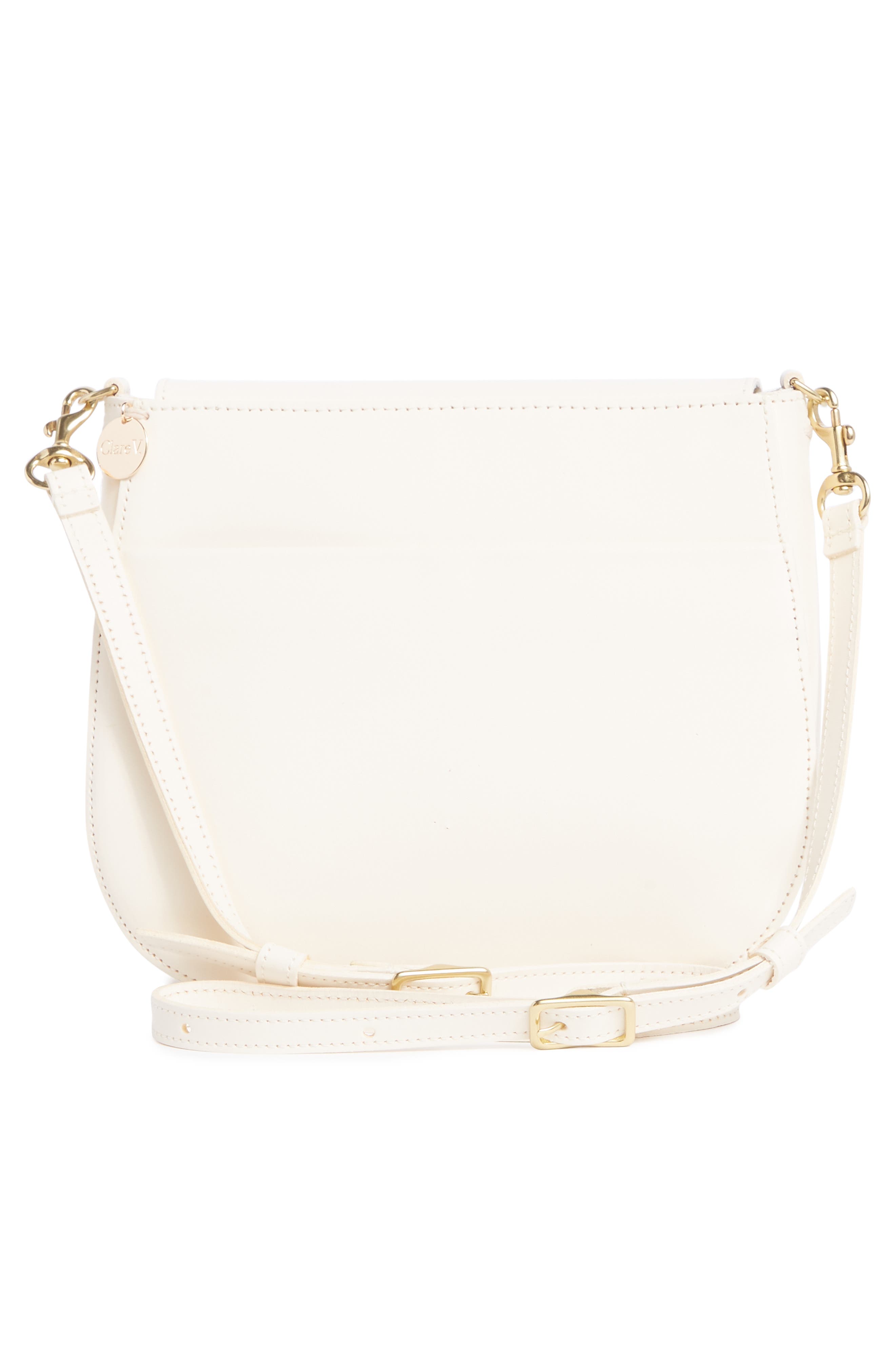 Clare V. Louis Leather Crossbody Bag, Alternate, color, Cream Veg