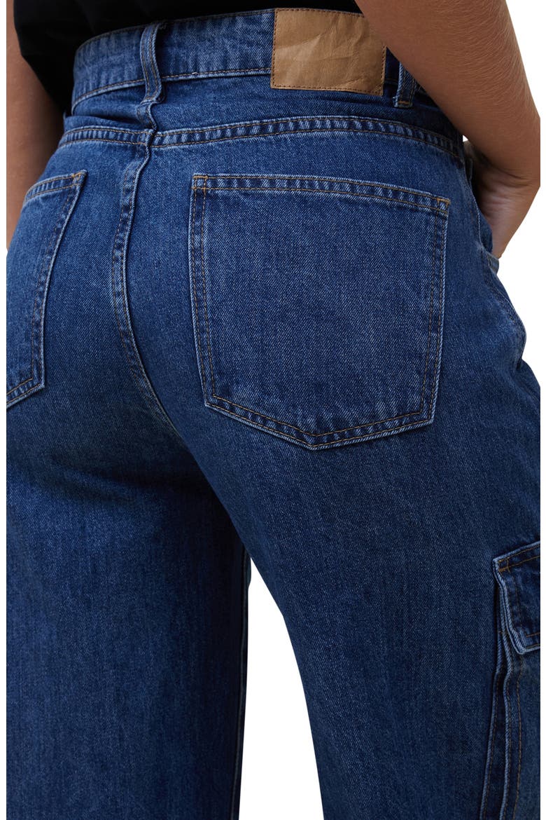 Wide Leg Cargo Pocket Jeans, Alternate, color, NORDIC BLUE