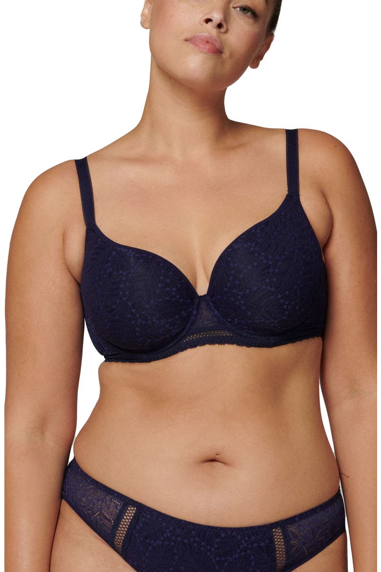 Comete Underwire 3D Plunge Bra, Alternate, color, MIDNIGHT