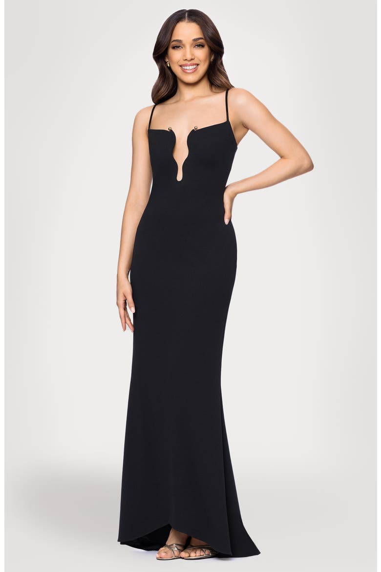 Cutout Scuba Gown, Alternate, color, BLACK