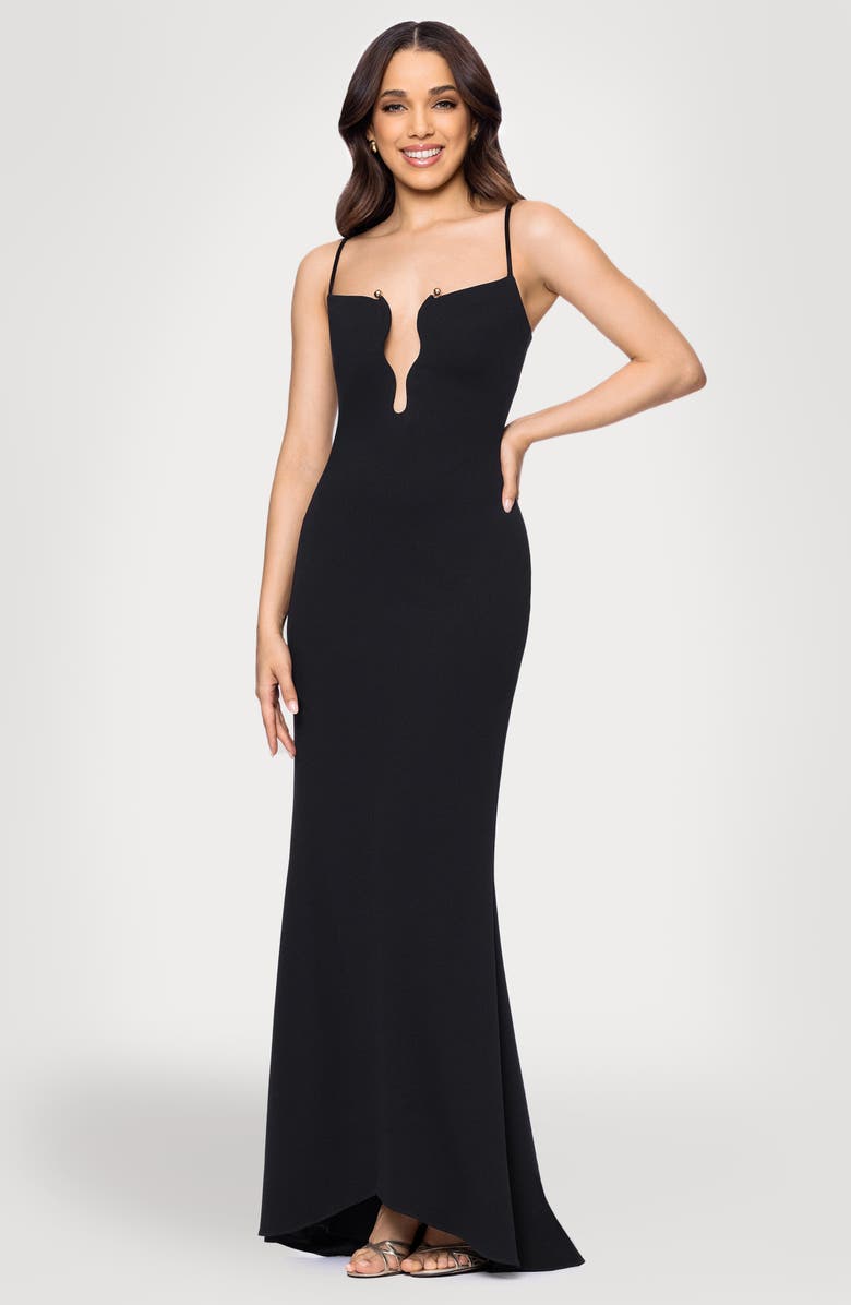 Blondie Nites Cutout Scuba Gown, Alternate, color, Black