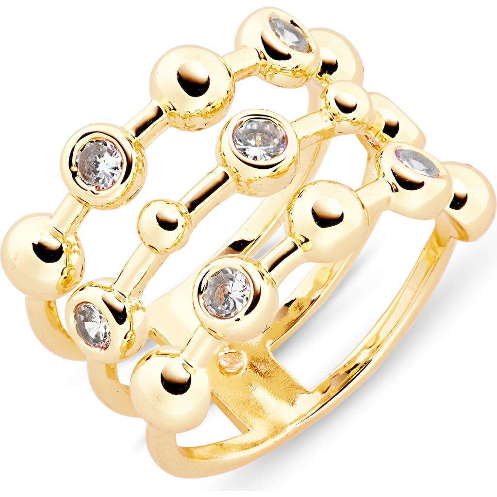 Covet Cz Faux Stack Ring In Gold