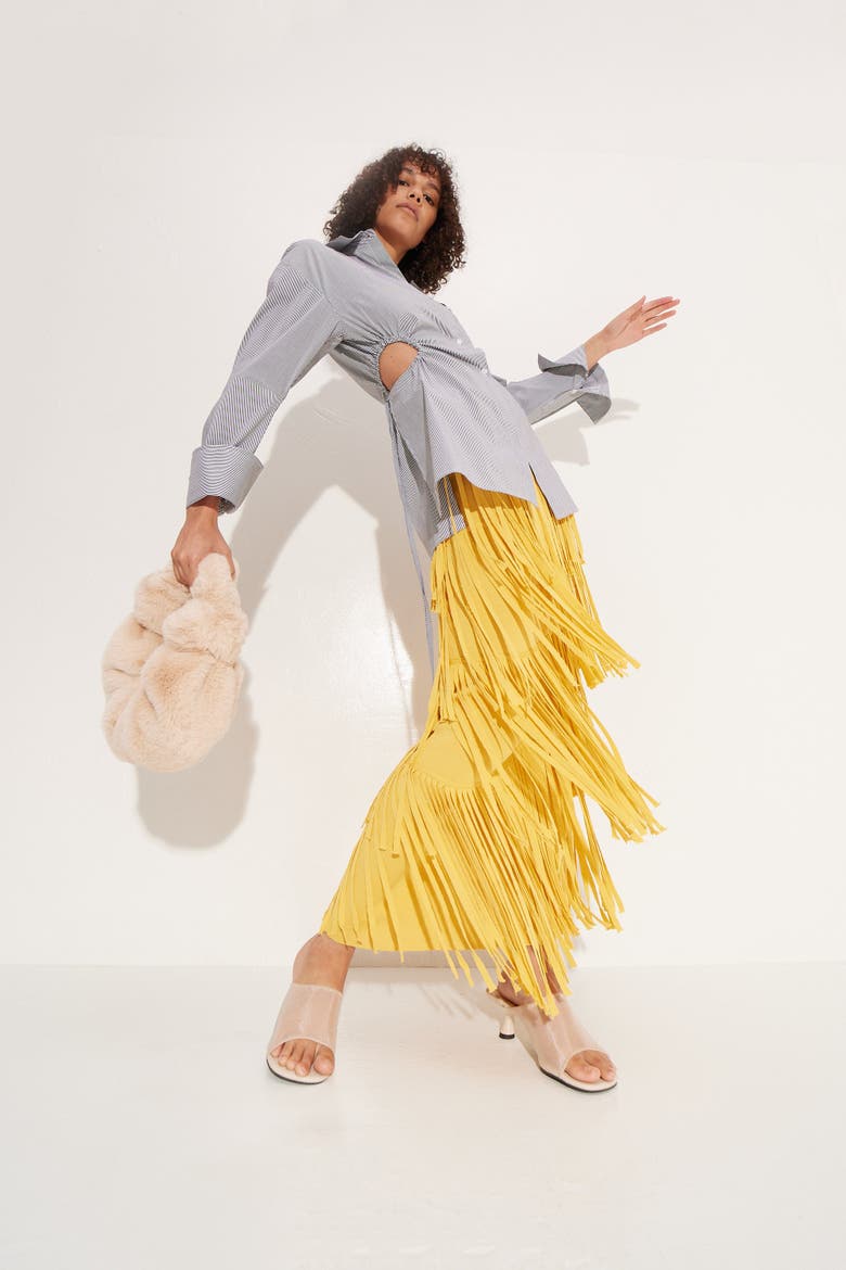 Za Za Knit Fringe Skirt, Alternate, color, Butter