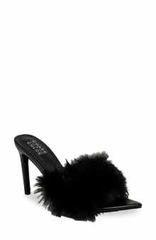 CHASE AND CHLOE Faux Fur Stiletto Mule Sandal
