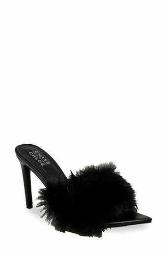 CHASE AND CHLOE Faux Fur Stiletto Mule Sandal
