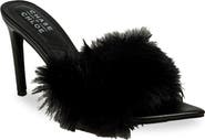 CHASE AND CHLOE Faux Fur Stiletto Mule Sandal