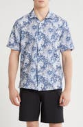 Greg Norman Hibiscus Print Short Sleeve Seersucker Button-Up Shirt