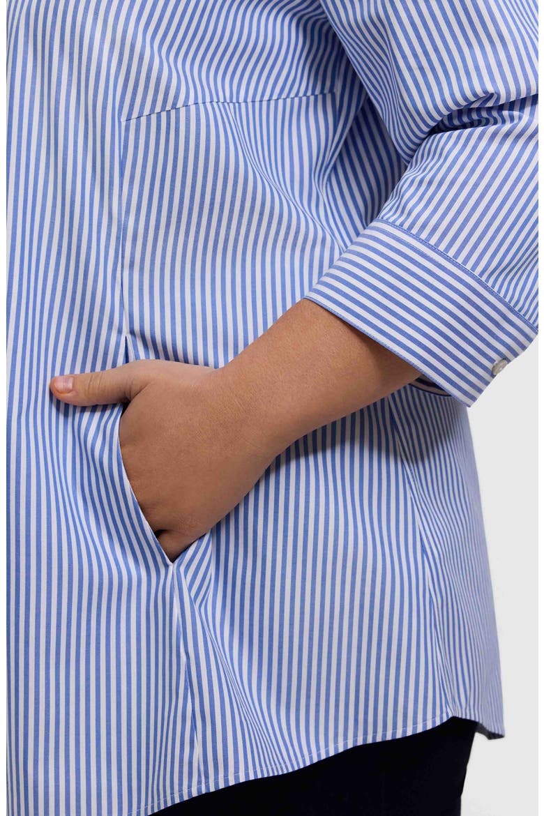 Cici Stripe Cotton Tunic Blouse, Alternate, color, POWDER BLUE/ WHITE
