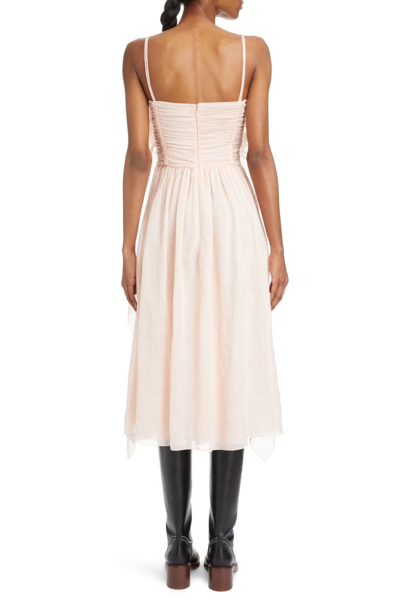 Chloé Ruched Ruffle Voile Midi Dress, Alternate, color,