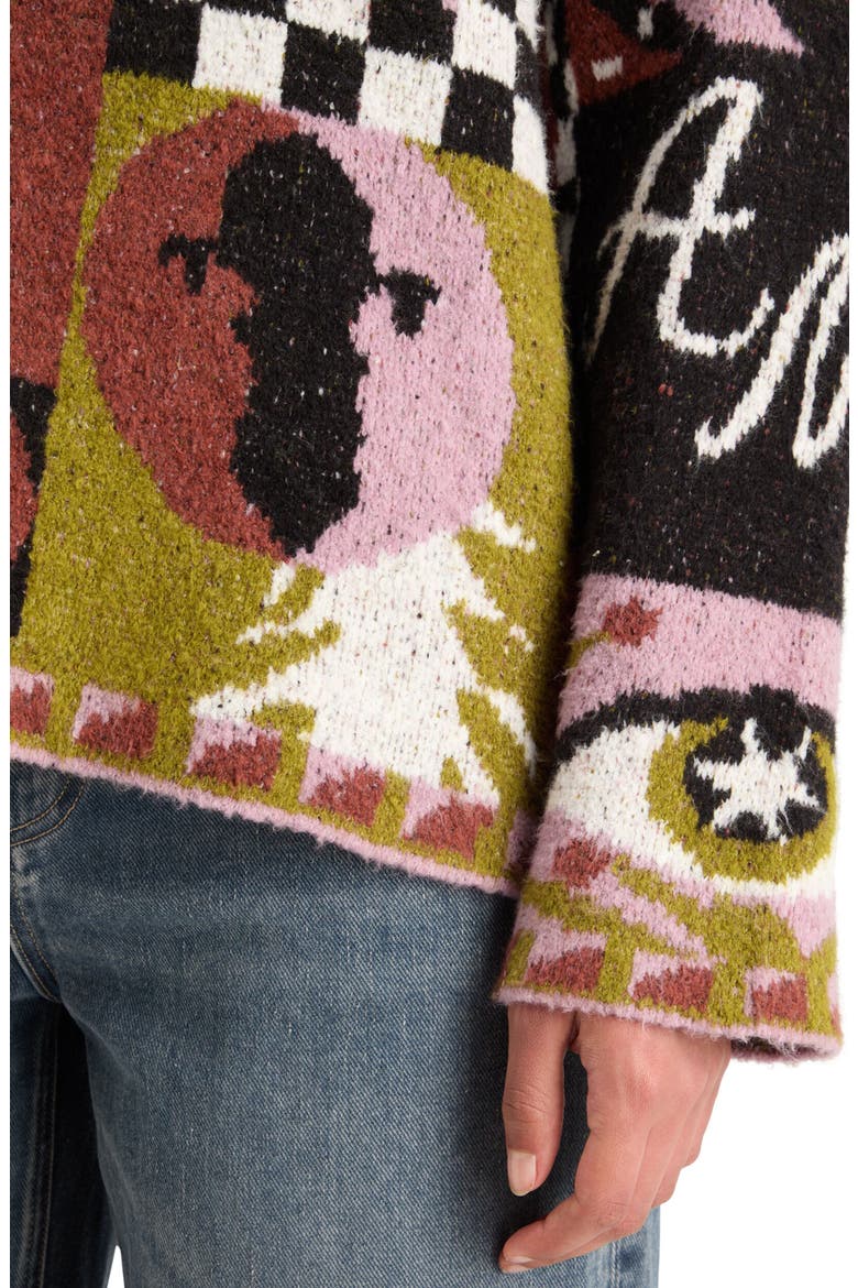 Oversize Jacquard Collage Sweater, Alternate, color, FREE MIND JACQUARD