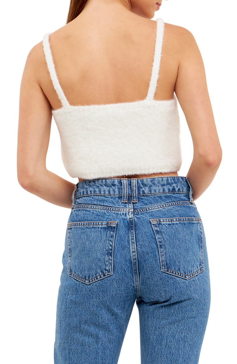 English Factory Fuzzy Crop Sweater Tank, Alternate, color, Cream