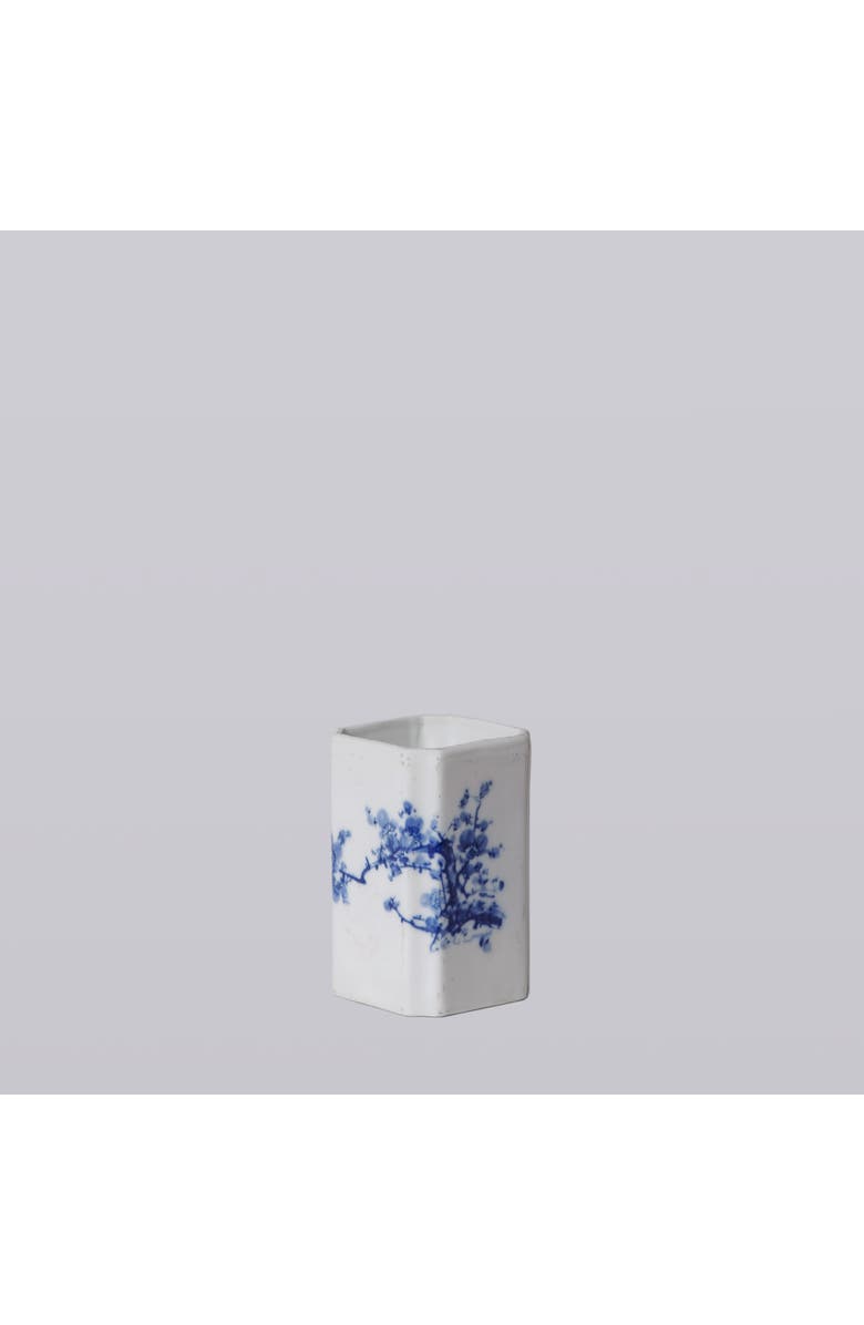 Cobalt Guild 1920s Blue and White Porcelain Cherry Blossom Square Vase, Alternate, color, Blue And White