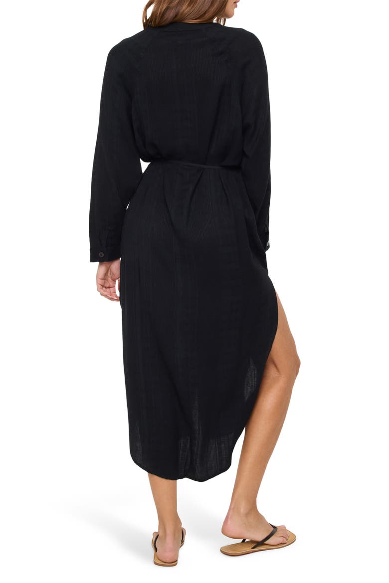 Yoli Long Sleeve Cover-Up Shirtdress, Alternate, color, BLACK