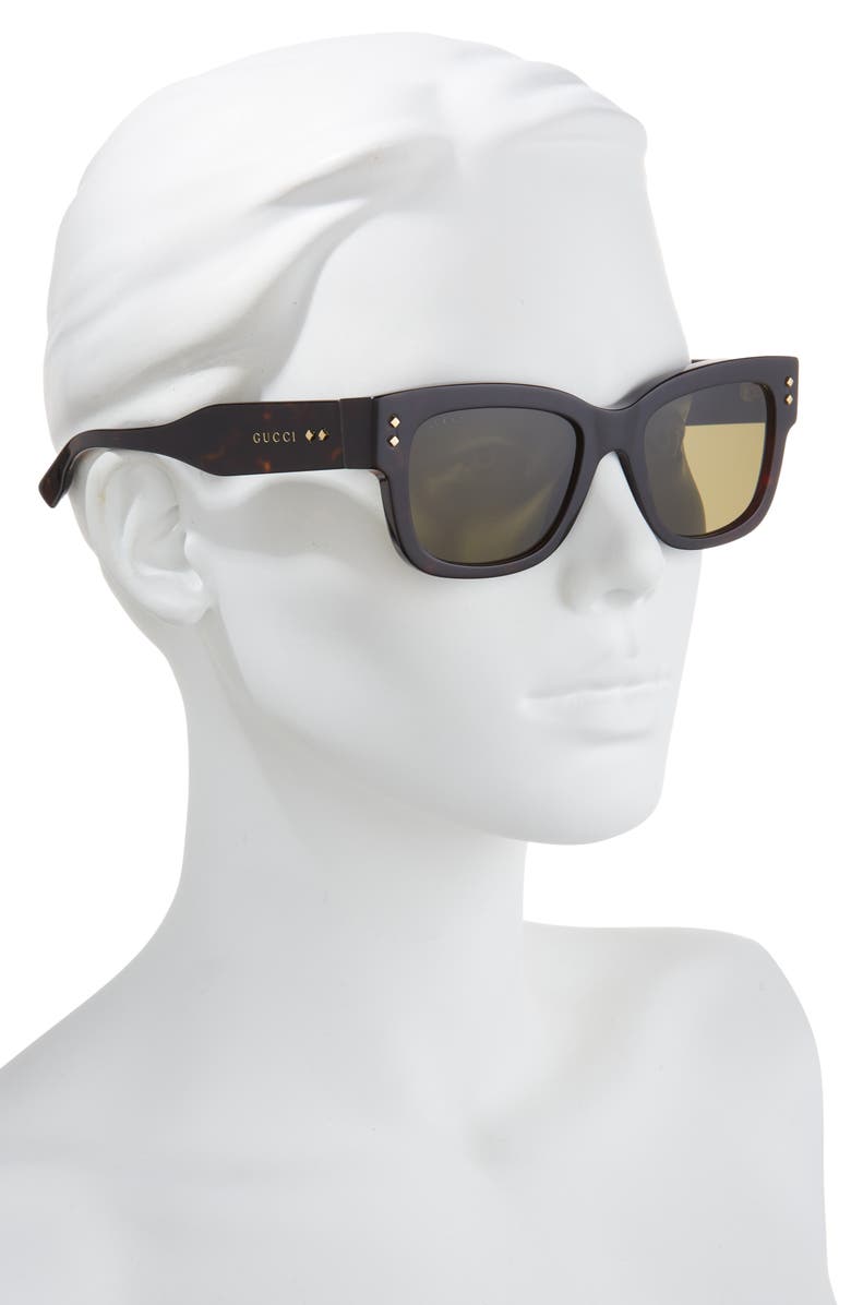 Gucci 53mm Square Sunglasses, Alternate, color, Havana Havana Green