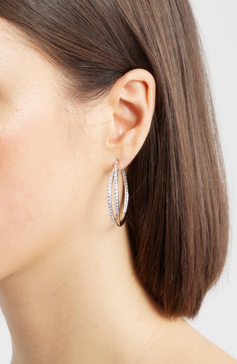 Nordstrom Pavé Double Hoop Earrings, Alternate, color, Clear- Silver