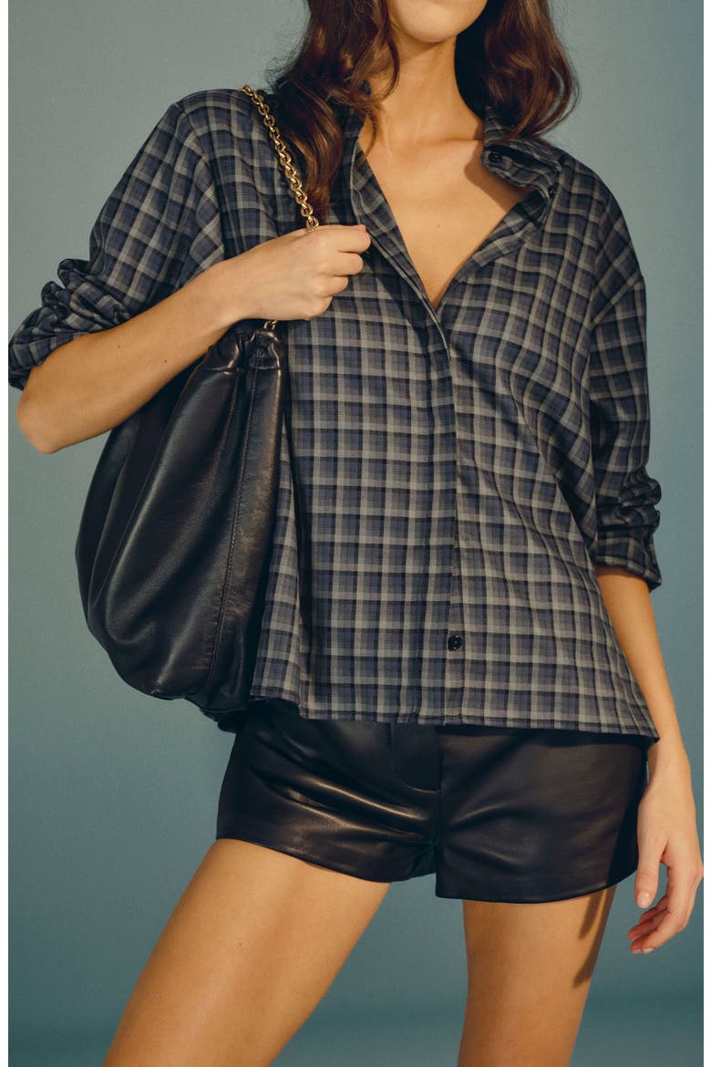 Andy Plaid Oversize Button-Up Shirt, Alternate, color, BLUE PLAID