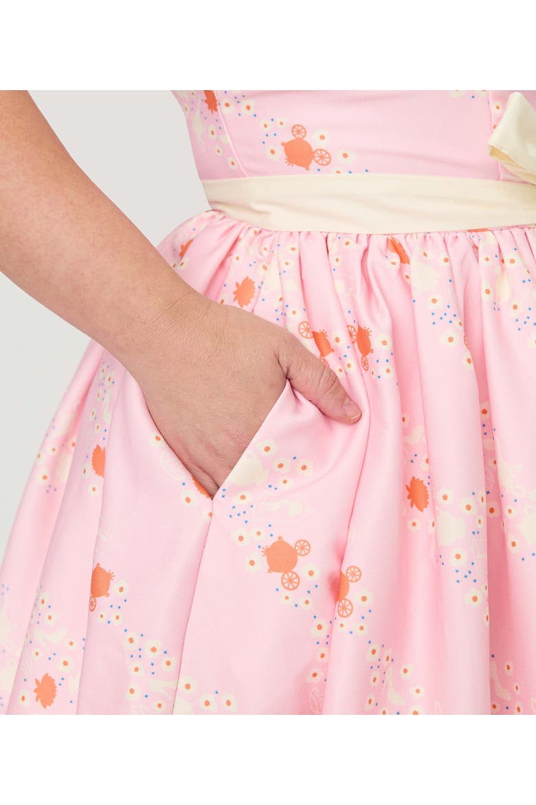 Plus Size Sleeveless Belted Swing Dress, Alternate, color, Pink Princess Print