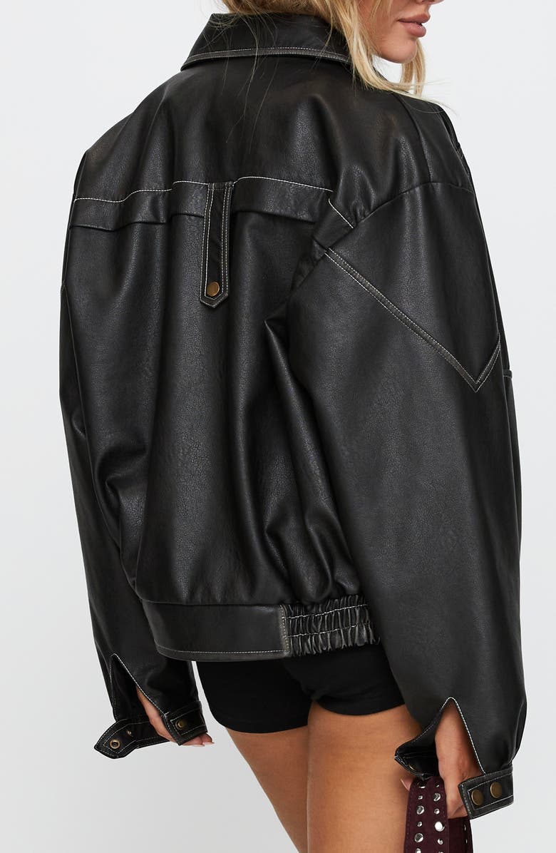 Princess Polly Jaxton Faux Leather Jacket, Alternate, color, Black